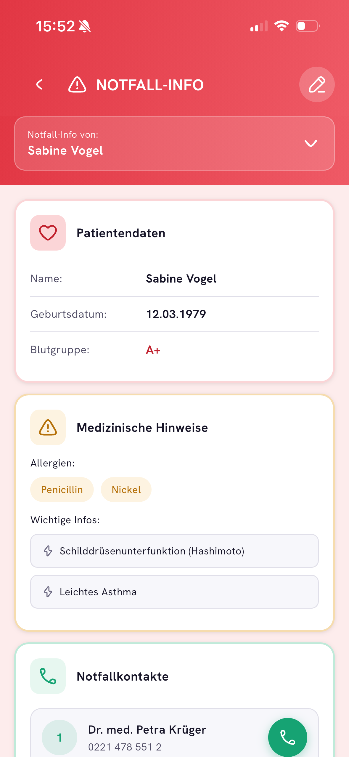 Yua – Notfallausweis