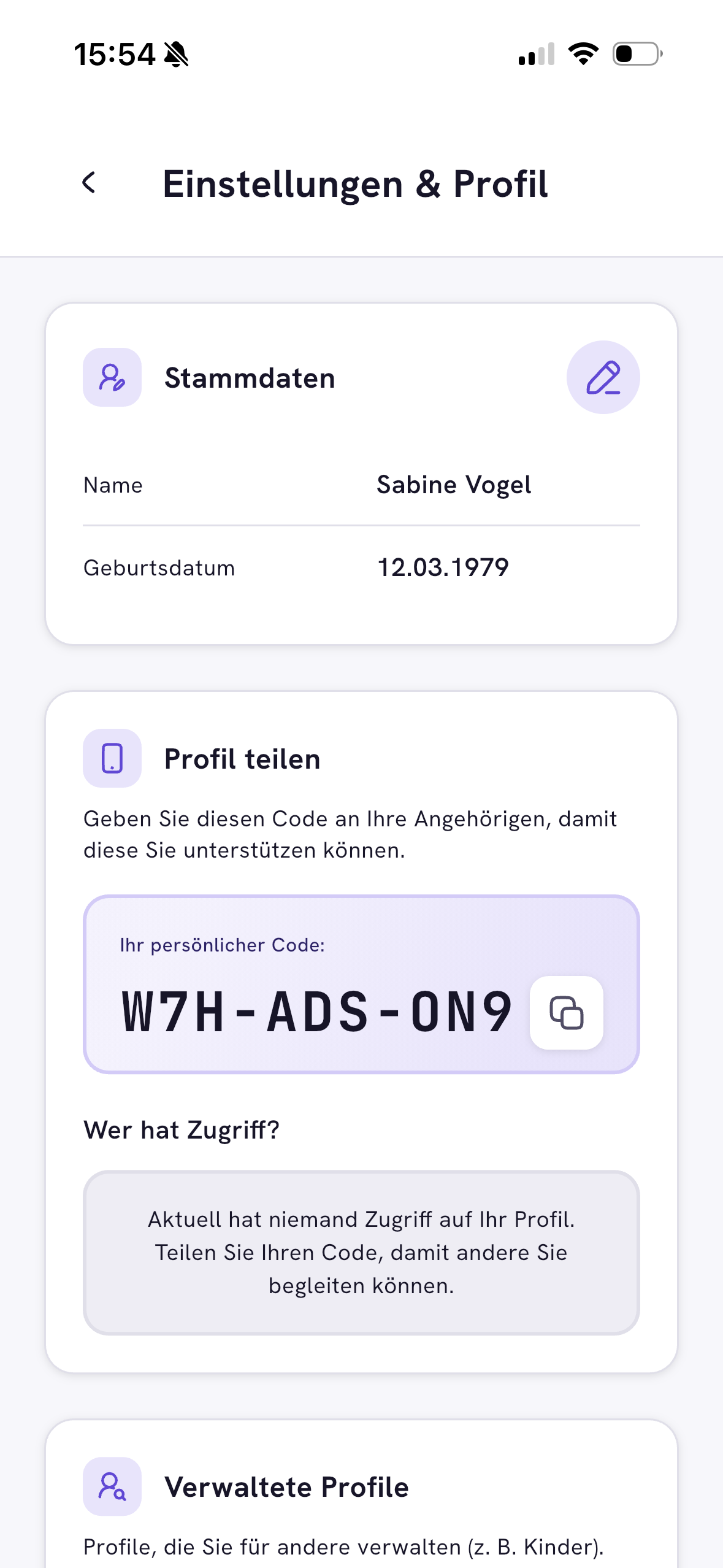 Yua – Konto teilen